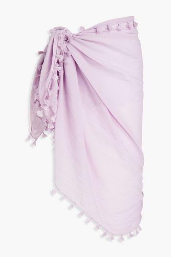 SEAFOLLY Tasseled crushed cotton-gauze pareo