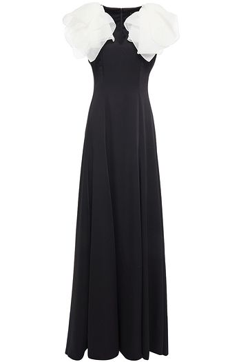 JENNY PACKHAM Ruffled two-tone organza and satin-crepe gown