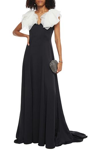 JENNY PACKHAM Ruffled two-tone organza and satin-crepe gown
