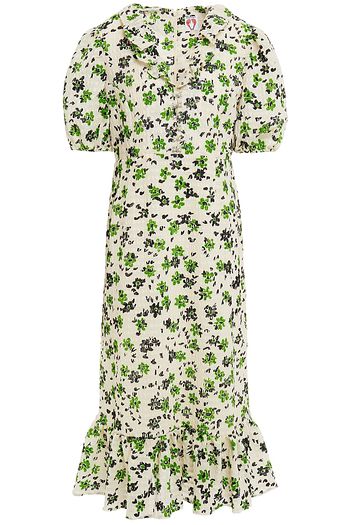 SHRIMPS Oakley ruffled floral-print cloqué midi dress