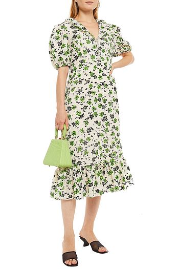 SHRIMPS Oakley ruffled floral-print cloqué midi dress