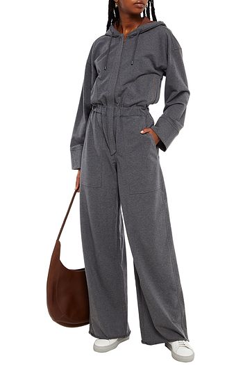 BRUNELLO CUCINELLI Bead-embellished French cotton-blend terry jumpsuit