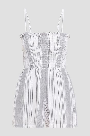 SEAFOLLY Gathered striped cotton-gauze playsuit