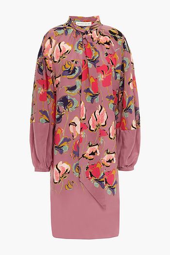 ETRO Tie-neck floral-print silk crepe de chine mini dress