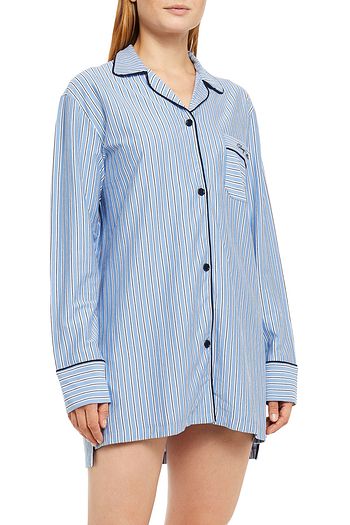 NINETY PERCENT Striped organic cotton-jersey nightshirt