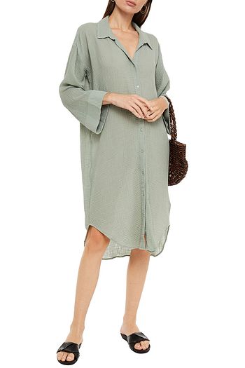 SEAFOLLY Cotton seersucker midi shirt dress