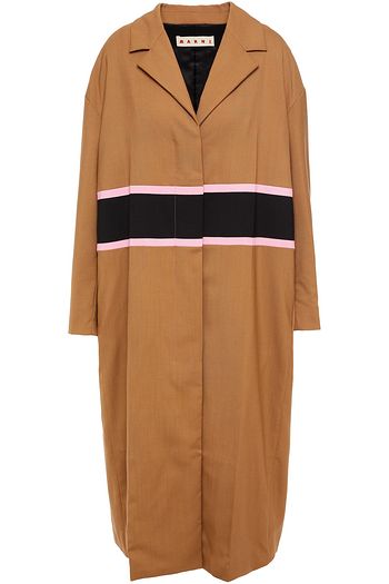 MARNI Crepe de chine-trimmed color-block wool coat
