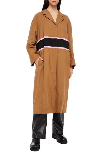 MARNI Crepe de chine-trimmed color-block wool coat