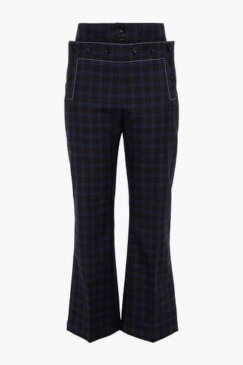 MARNI Checked wool-twill kick-flare pants
