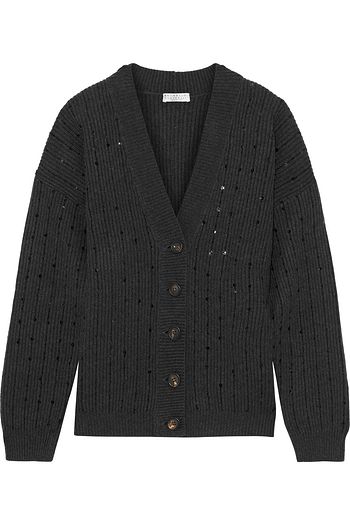 BRUNELLO CUCINELLI Sequined ribbed cashmere cardigan