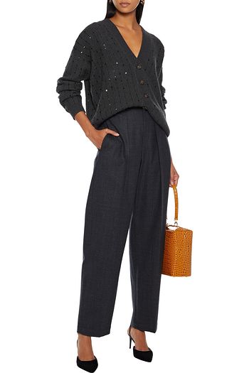 BRUNELLO CUCINELLI Sequined ribbed cashmere cardigan