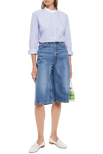 SANDRO Milen striped cotton-poplin shirt