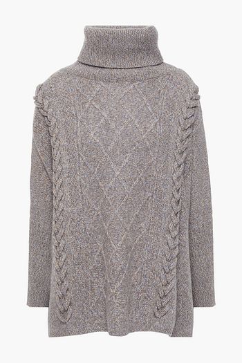 N.PEAL Mélange cable-knit cashmere turtleneck sweater