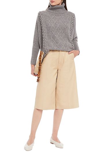 N.PEAL Mélange cable-knit cashmere turtleneck sweater