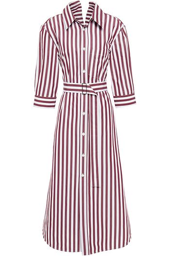 MARNI Belted striped cotton-poplin midi shirt dress