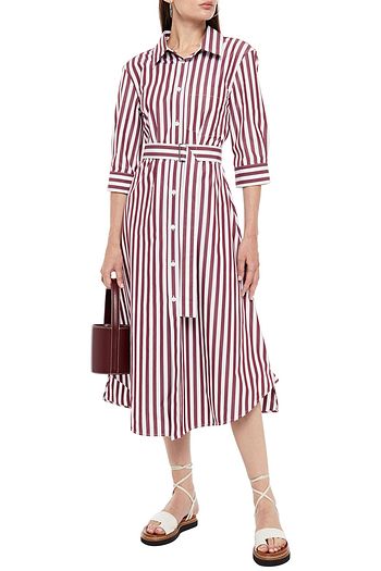 MARNI Belted striped cotton-poplin midi shirt dress