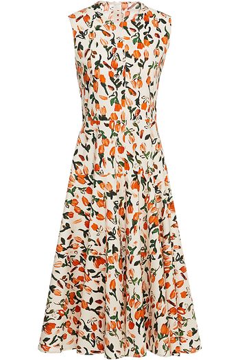 MARNI Gathered floral-print cotton-poplin midi dress