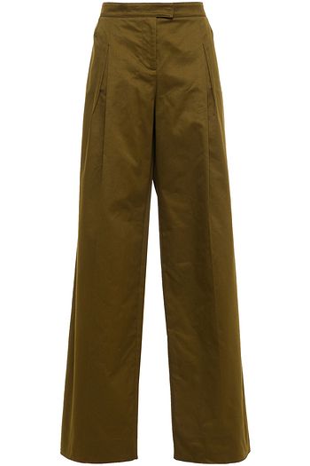 VALENTINO Pleated cotton-twill wide-leg pants
