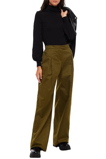 VALENTINO Pleated cotton-twill wide-leg pants