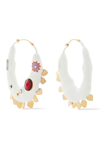 MARNI Gold-tone, resin and crystal hoop earrings