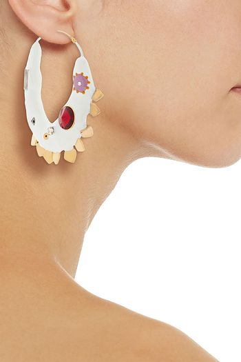 MARNI Gold-tone, resin and crystal hoop earrings