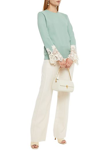VALENTINO Pullover aus Stretch-Strick mit Guipure-Spitzenbesatz