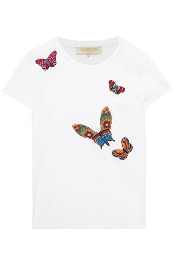 VALENTINO Embellished cotton-jersey T-shirt