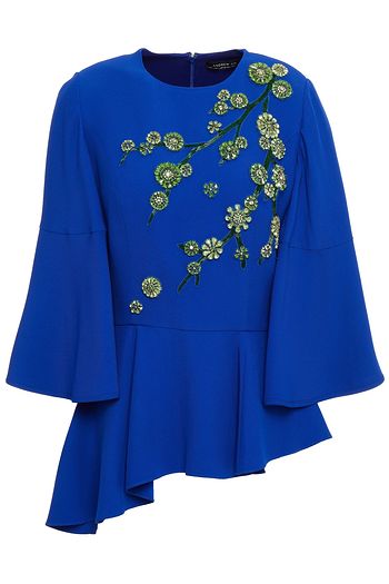 ANDREW GN Embellished crepe peplum top