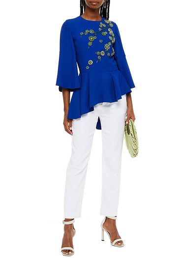 ANDREW GN Embellished crepe peplum top