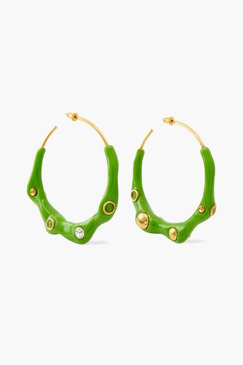 MARNI Gold-tone, resin and crystal hoop earrings