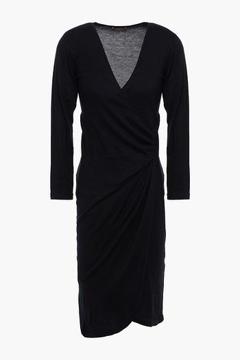 N.PEAL Wrap-effect silk and cashmere-blend dress