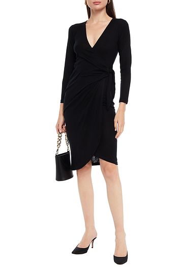 N.PEAL Wrap-effect silk and cashmere-blend dress
