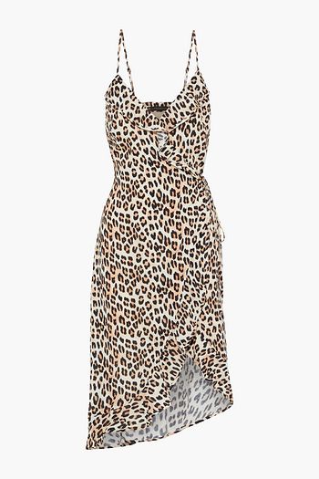 VIX PAULA HERMANNY Scarlet Leone ruffled leopard-print linen-blend wrap dress