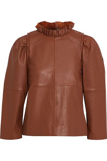 SEA Lola ruffle-trimmed leather top