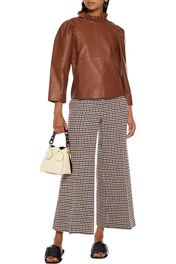 SEA Lola ruffle-trimmed leather top