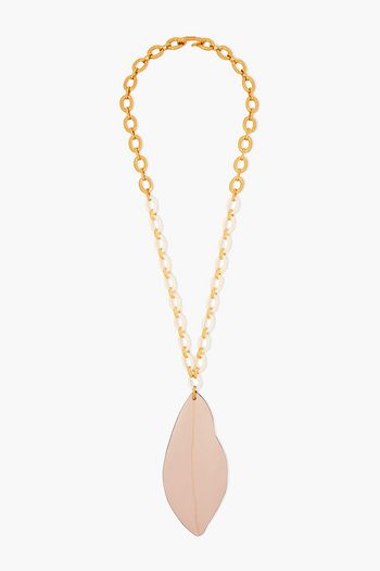 MARNI Gold-tone and leather necklace
