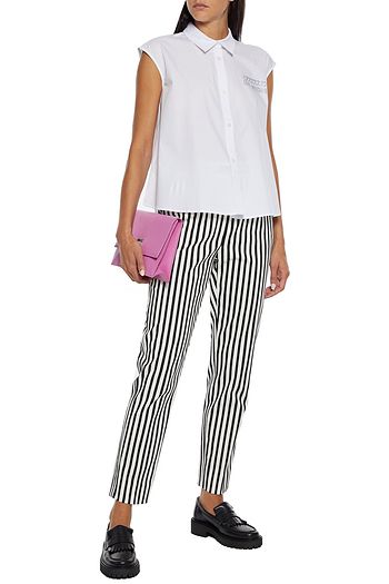 LOVE MOSCHINO Crystal-embellished cotton-blend poplin shirt