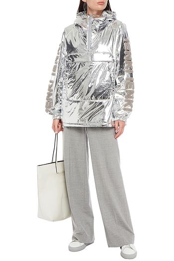 IENKI IENKI Appliquéd metallic shell hooded down jacket
