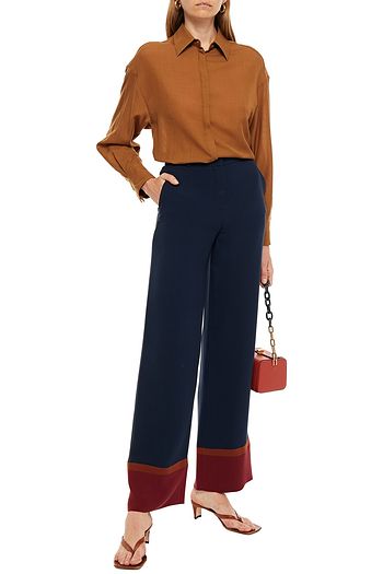 LORO PIANA Color-block silk-crepe wide-leg pants