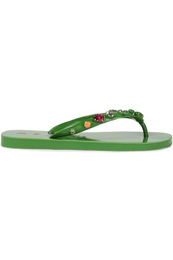 MARNI Crystal-embellished rubber flip flops
