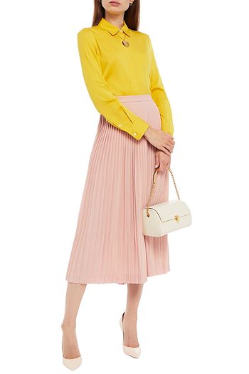 LORO PIANA Pleated wool midi skirt