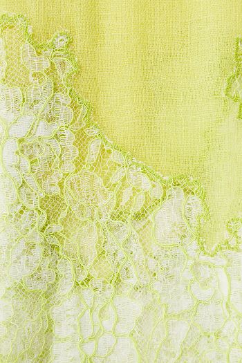 VALENTINO GARAVANI Lace-trimmed wool and silk-blend gauze scarf