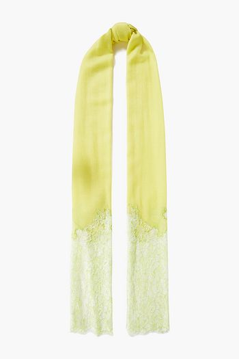 VALENTINO GARAVANI Lace-trimmed wool and silk-blend gauze scarf