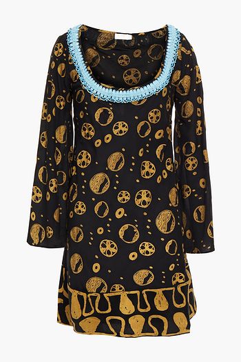 RIXO Alana embellished printed silk crepe de chine mini dress