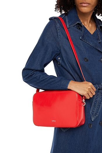 FURLA Crinkled glossed-leather shoulder bag
