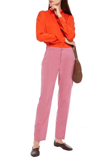 LORO PIANA Cotton and silk-blend tapered pants