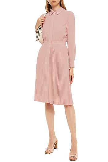 LORO PIANA Pleated wool-gauze midi shirt dress