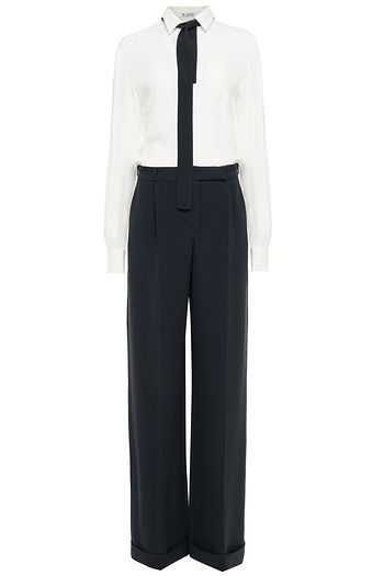 LORO PIANA Two-tone silk-blend crepe jumpsuit