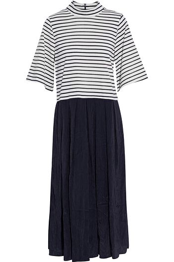SEA James striped cotton-jersey and crinkled-shell midi dress