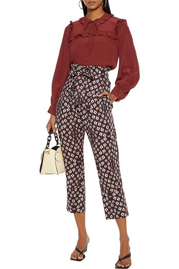 SEA Alha cropped tie-dyed cotton-voile tapered pants